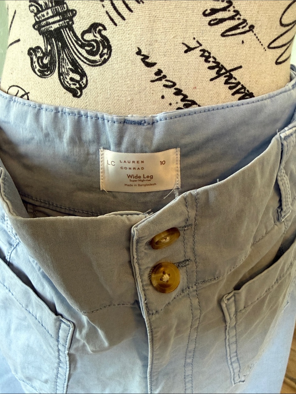LC Lauren Conrad Light Blue High-Rise Wide-Leg cropped pants. - Picture 3 of 9